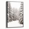Black and white wall art featuring a vintage winter landscape on framed canvas, ideal for bedroom decor.