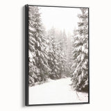 Black and white wall art featuring a vintage winter landscape on framed canvas, ideal for bedroom decor.