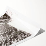 Extra large wall art featuring line art flowers in black on white, rolled print, suited for large living room decor.