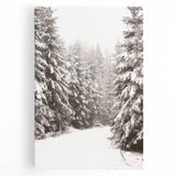 Winter-themed black and white abstract art on stretched canvas, ideal for kitchen wall art.