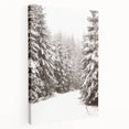 Winter landscape on large stretched canvas with muted blue and white tones, suitable for kitchen wall art.