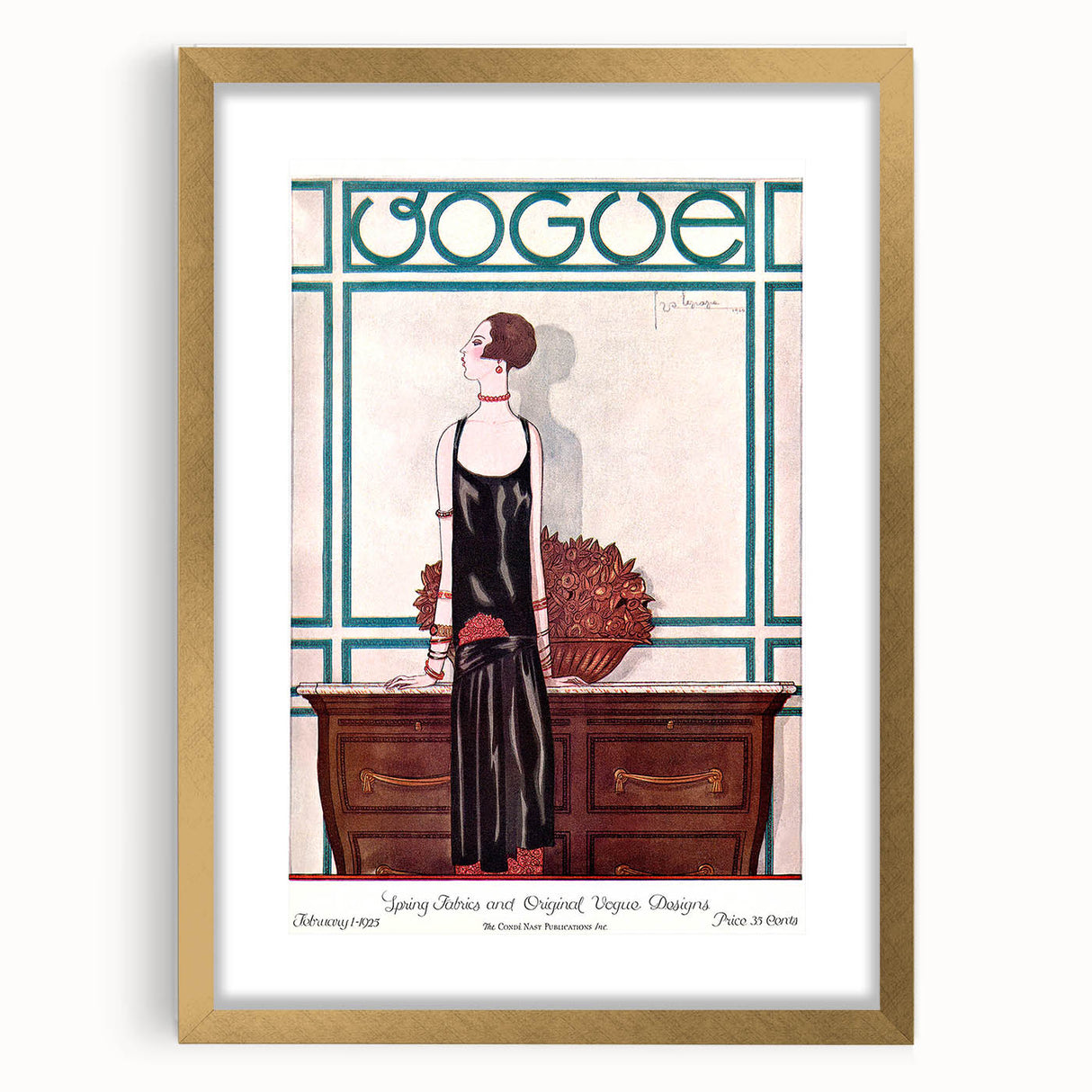 Vogue Framed Art - Elegant 1925 Fashion Illustration Wall Decor