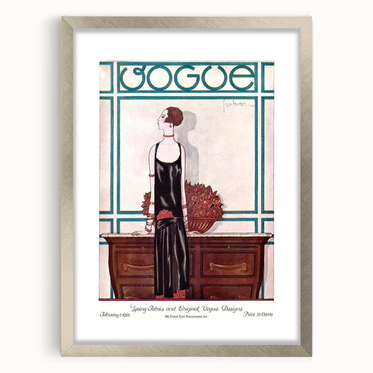 Vogue Framed Art - Elegant 1925 Fashion Illustration Wall Decor