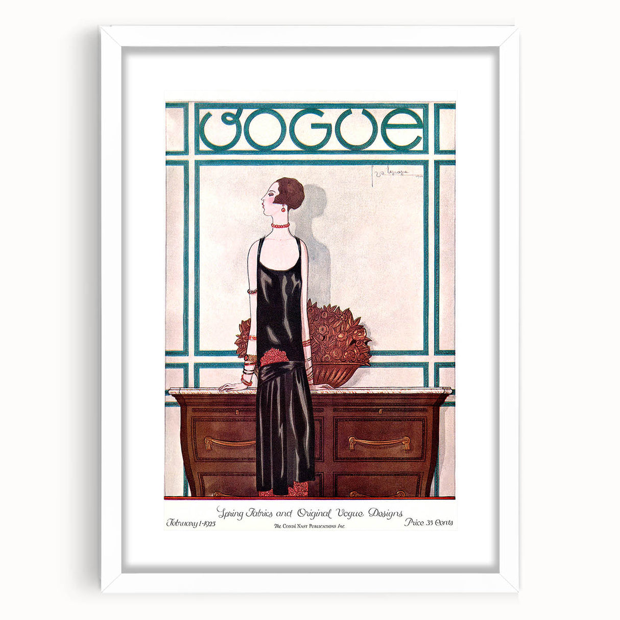 Vogue Framed Art - Elegant 1925 Fashion Illustration Wall Decor