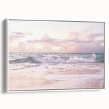 Vintage poster art on framed canvas featuring colorful abstract design, ideal for living room decor.