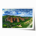 Stunning rolled print of a dramatic cliff landscape showcasing vibrant colors and intricate details, perfect for home decor or art enthusiasts, packaged securely.