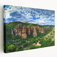 Stretched canvas artwork depicting dramatic landscapes with cliffs, showcasing vibrant colors and intricate details, perfect for enhancing home decor.