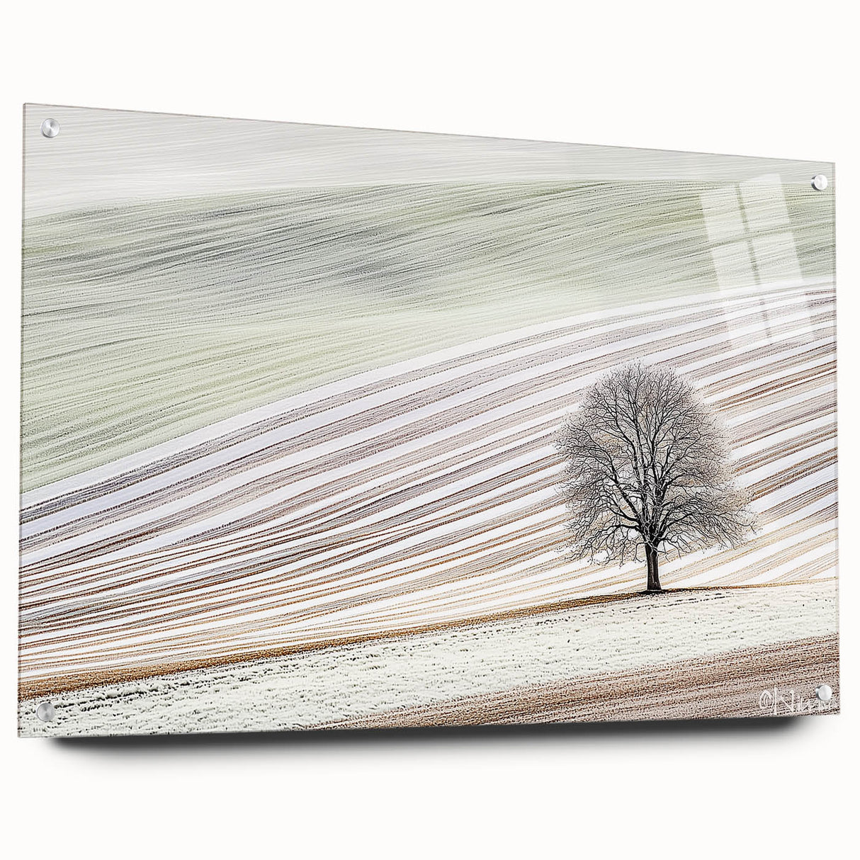 Modern Office Wall Art – Minimalist Nature Landscape with Tree