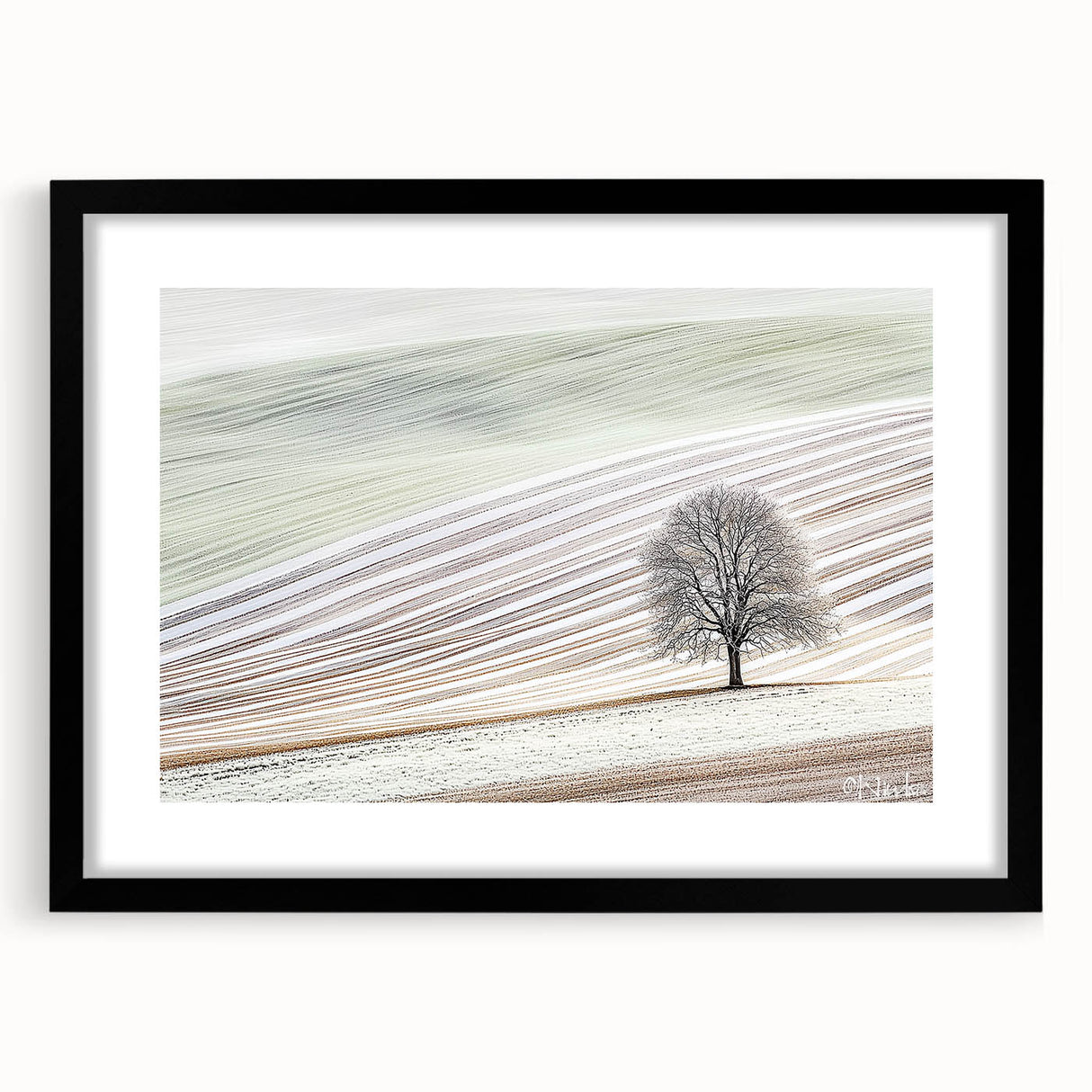 Modern Office Wall Art – Minimalist Nature Landscape with Tree