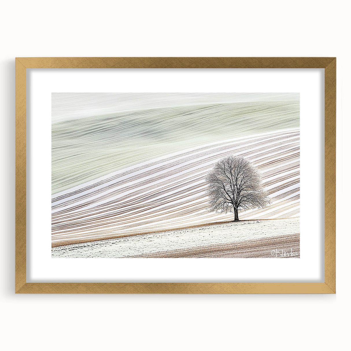 Modern Office Wall Art – Minimalist Nature Landscape with Tree