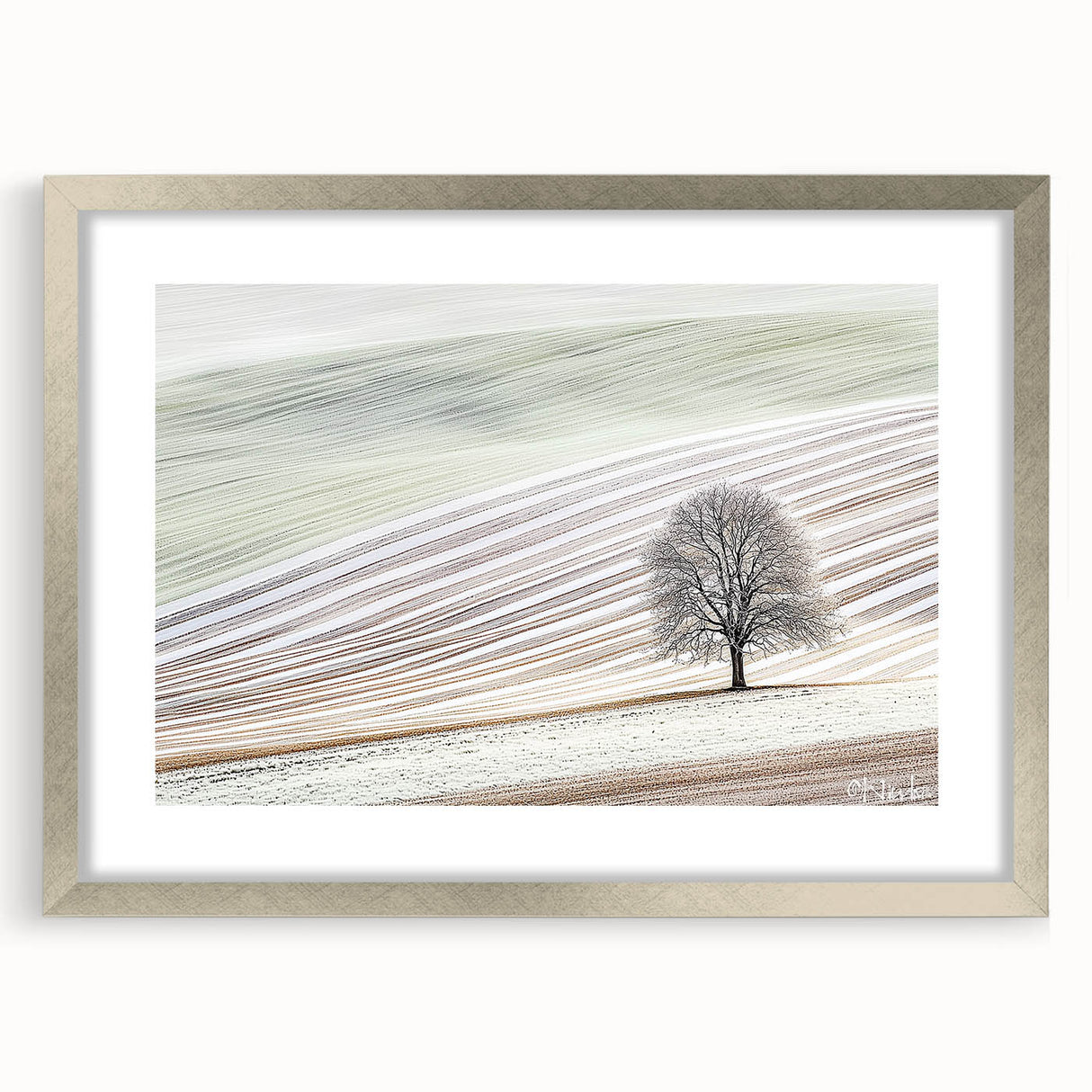 Modern Office Wall Art – Minimalist Nature Landscape with Tree