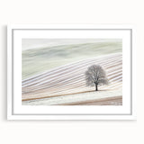 Modern Office Wall Art – Minimalist Nature Landscape with Tree