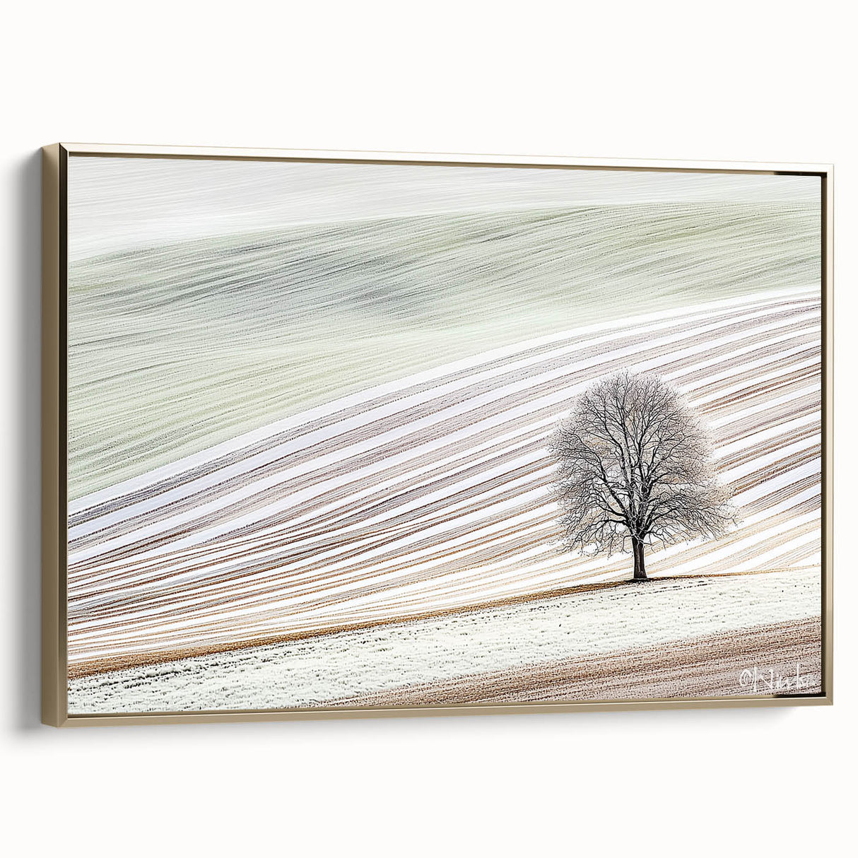 Modern Office Wall Art – Minimalist Nature Landscape with Tree