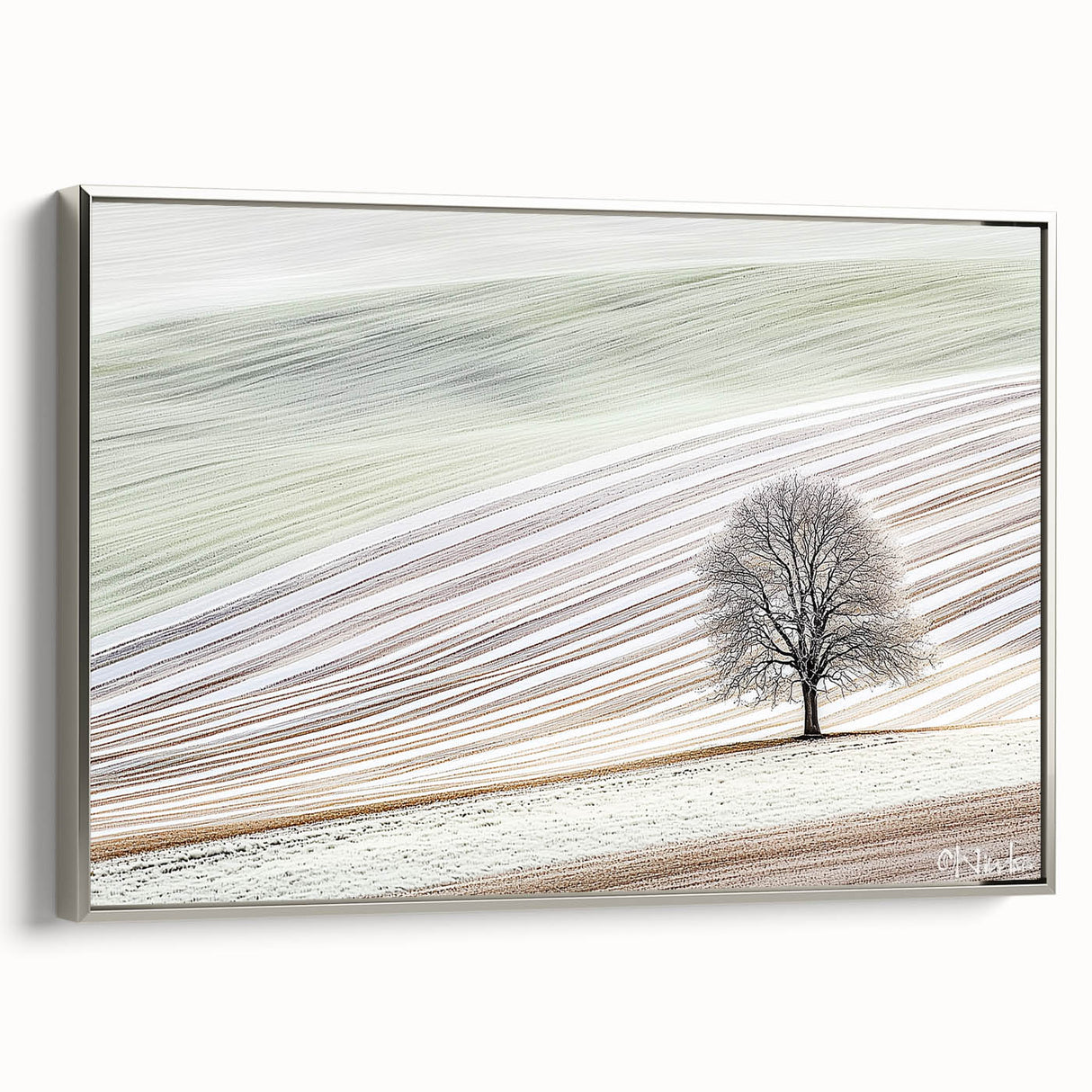 Modern Office Wall Art – Minimalist Nature Landscape with Tree