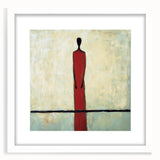 Abstract figurative art frame with a white mat, showcasing modern design elements and clean lines, ideal for contemporary home decor settings.