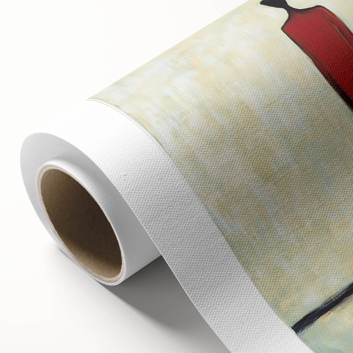 Abstract figurative rolled canvas artwork showcasing vibrant colors and dynamic shapes, ideal for modern home decor. Packaged securely in a sturdy tube for safe delivery.