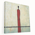 Abstract figurative stretched canvas art showcasing vibrant colors and dynamic shapes, displayed from a side view, ideal for modern home decor and artistic spaces.