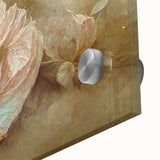 Close-up of vibrant abstract floral wall art on acrylic glass, showcasing intricate details and rich colors, perfect for modern home decor enhancement.