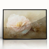 Framed abstract floral wall art featuring vibrant colors and intricate designs, set in a sleek black frame, perfect for modern home decor and gallery walls.