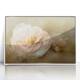 Framed abstract floral wall art featuring vibrant colors and intricate designs, elegantly displayed in a white frame, ideal for modern decor accents.