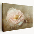 Abstract floral wall art on stretched canvas, showcasing vibrant colors and intricate designs, perfect for modern home decor. Side view highlights depth and texture.