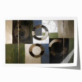 Abstract geometric rolled print featuring vibrant colors and intricate patterns, elegantly packaged in a protective cardboard tube, ideal for modern home decor.