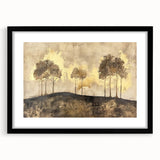 Abstract landscape wall art framed with a black mat, showcasing vibrant colors and dynamic shapes, perfect for modern home decor or office settings.