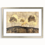 Abstract landscape wall art framed in silver, showcasing vibrant colors and intricate details. The artwork features a modern design ideal for enhancing home decor.