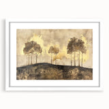 Abstract landscape wall art framed in white with a mat, showcasing soft colors and fluid shapes to enhance modern interior decor, perfect for living spaces.