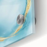 Fluid Art Paintings for Walls – Golden Aura in Turquoise & Blue