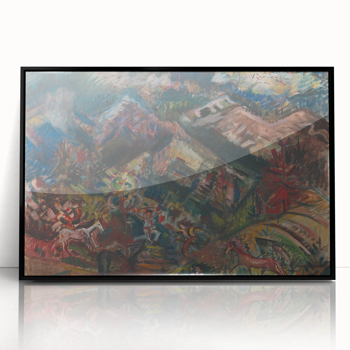 Expressionist Art - Dynamic Horse Herders in Vibrant Landscape