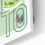 Large abstract wall art in mid-century modernist style, featuring vibrant orange and yellow tones on acrylic glass.