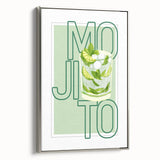 Landscape art painting featuring colorful vintage poster art on a black background, framed in silver.