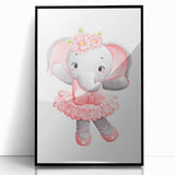 Ballet Elephant Watercolor Print - Playroom Wall Art for Kids