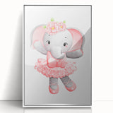 Ballet Elephant Watercolor Print - Playroom Wall Art for Kids