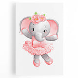 Ballet Elephant Watercolor Print - Playroom Wall Art for Kids