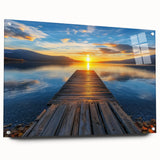 Acrylic glass landscape bridge design viewed from the side, showcasing the vibrant colors and intricate details, secured with decorative pins for display.