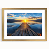 Elegant gold landscape bridge frame with mat, showcasing a modern design ideal for home decor. Perfect for displaying artwork or photographs.