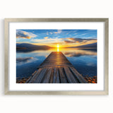Silver landscape bridge frame with mat, showcasing an elegant front view, ideal for displaying artwork or photographs in a modern setting. Perfect for home decor.
