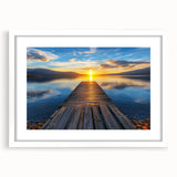 Elegant white landscape bridge frame with a mat, showcasing a striking front view, ideal for displaying artwork or photographs in modern decor. Perfect for elevating home aesthetics.
