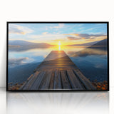 Framed acrylic artwork of a landscape bridge, showcasing intricate details and vibrant colors, with a sleek black frame, ideal for modern home decor.