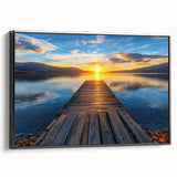 Framed canvas artwork of a landscape bridge showcasing intricate details and vibrant colors, displayed against a black background, perfect for modern home decor.