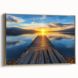 Framed canvas artwork showcasing a stunning landscape of a bridge, featuring intricate details and a gold frame that enhances the scene's elegance, ideal for home decor.