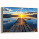 Framed canvas artwork showcasing a stunning landscape bridge scene in silver, highlighting intricate details and vibrant colors, perfect for home decor enhancement.