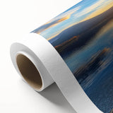 Rolled canvas showcasing a vibrant landscape bridge design with rich colors and intricate details, securely packaged in a protective cardboard tube for easy display.