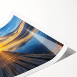 Landscape wall art print featuring a vibrant bridge scene with lush greenery and a serene river, rolled for easy display and shipping, packaged securely in a durable tube. Perfect for home decor enthusiasts seeking nature-inspired artwork.