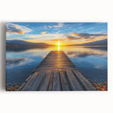 Stretched canvas art depicting a serene landscape bridge scene, featuring lush greenery and a tranquil waterway, perfect for enhancing home decor and creating a calming atmosphere.