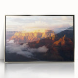 Framed acrylic artwork showcasing a stunning landscape of canyons, featuring rich earthy tones and intricate detailing, perfect for home decor.