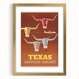 Retro Texas Travel Poster - Vintage American Airlines Wall Art