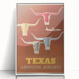 Retro Texas Travel Poster - Vintage American Airlines Wall Art